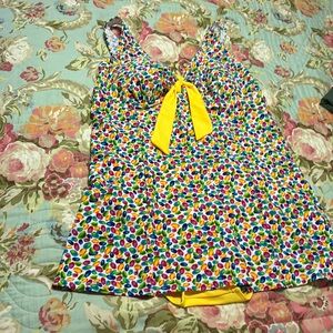 VENUS Multi-Color Polka Dot One-Piece Swim Dress with Yellow Bow